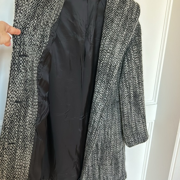 Eileen Fisher Wool Tweed Winter Coat with Buttons pockets Black Grey xsmall - Picture 7 of 14